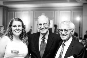 Scholar Chelsea Winiarski with Senator Mitchell and Jeff Tarr