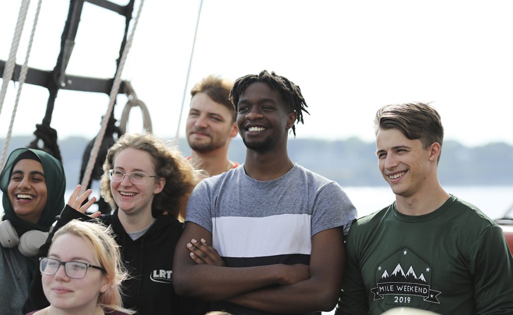 A photo of Mitchell Scholars aboard a sailboat